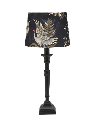 Czarna lampa Salong z abażurem w żurawie