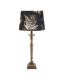 Mosiężna lampa stołowa Salong z abażurem w żurawie