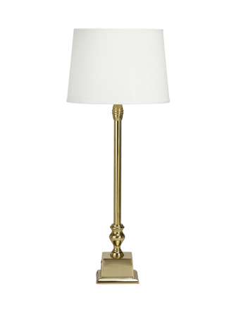 Złota lampa stołowa z białym abażurem Linné
