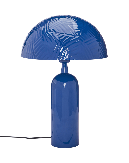 Niebieska lampa stojąca z metalu