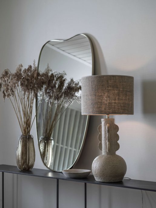 Stojąca ceramiczna lampa beżowa na komodę Harper PR Home