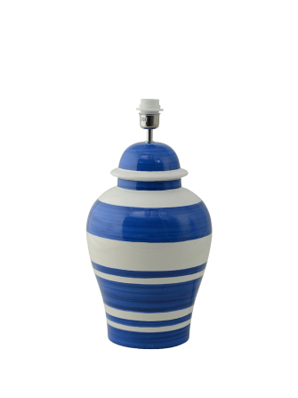 Lampa stołowa amfora ceramika w niebieskie pasy